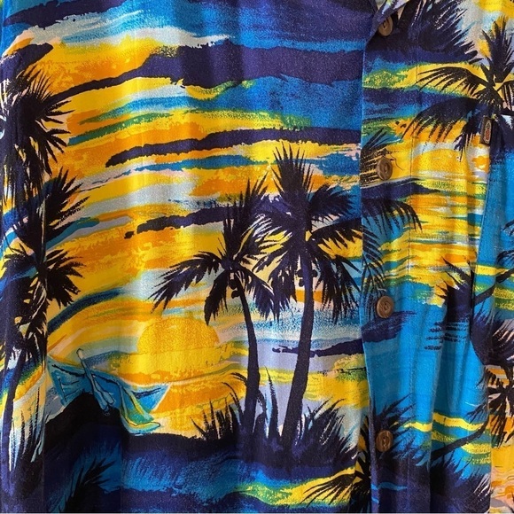 Ocean Current Vintage Hawaiian Men’s XL Blue Shirt Vacation Palm Trees Sunset - Picture 3 of 7